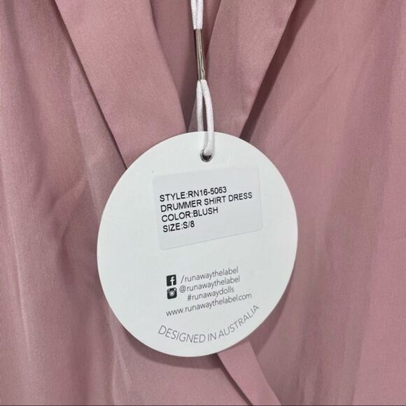 Pink Asymmetrical Shirt Dress S - Picture 5 of 9